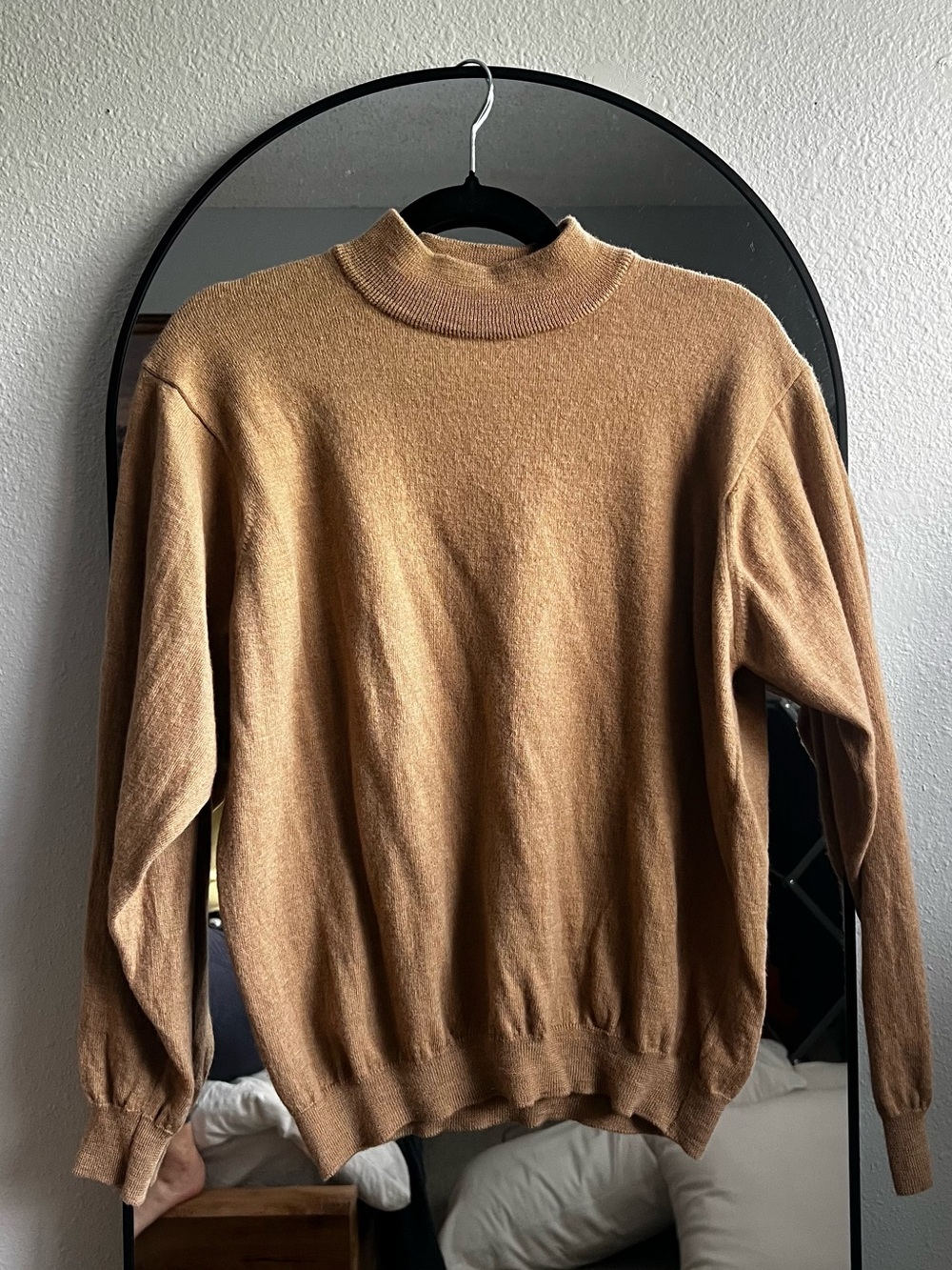 Brandini Mock-Neck Wool Sweater - Camel